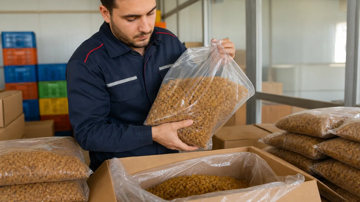 کشمش تیزابی صادراتی با رنگ کهربایی و ظاهر یکنواخت